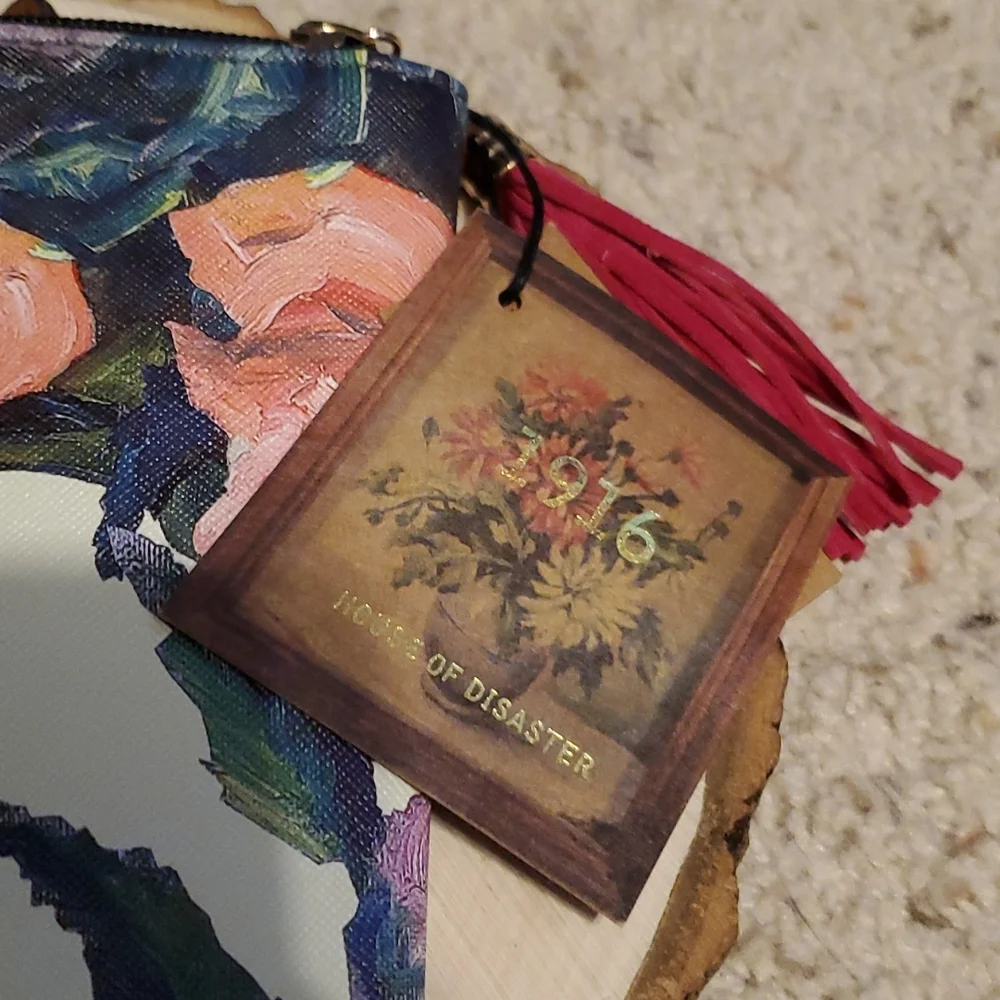 House of Disaster 1916 Brown & Floral Design Makeup Case NEW - Picture 3 of 7